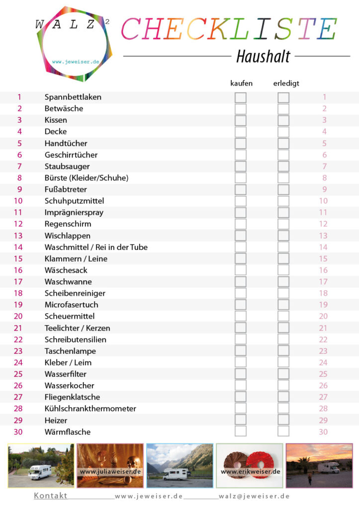 Checkliste Haushalt | Julia Erik Weiser